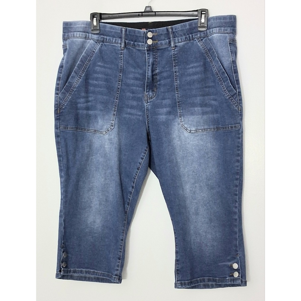 Indigo Poppy Jordyn Capri Jeans Blue Women's Size 22 Med Wash Pockets Pre-owned